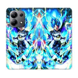 Housse cuir portefeuille pour Xiaomi Redmi Note 13 4G Manga Dragon Ball Vegeta Bleu