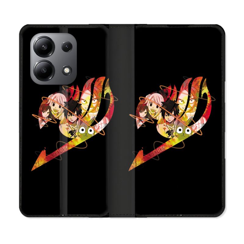Housse cuir portefeuille pour Xiaomi Redmi Note 13 4G Manga Fairy Tail Logo Noir