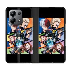 Housse cuir portefeuille pour Xiaomi Redmi Note 13 4G Manga My Hero Academia Noir