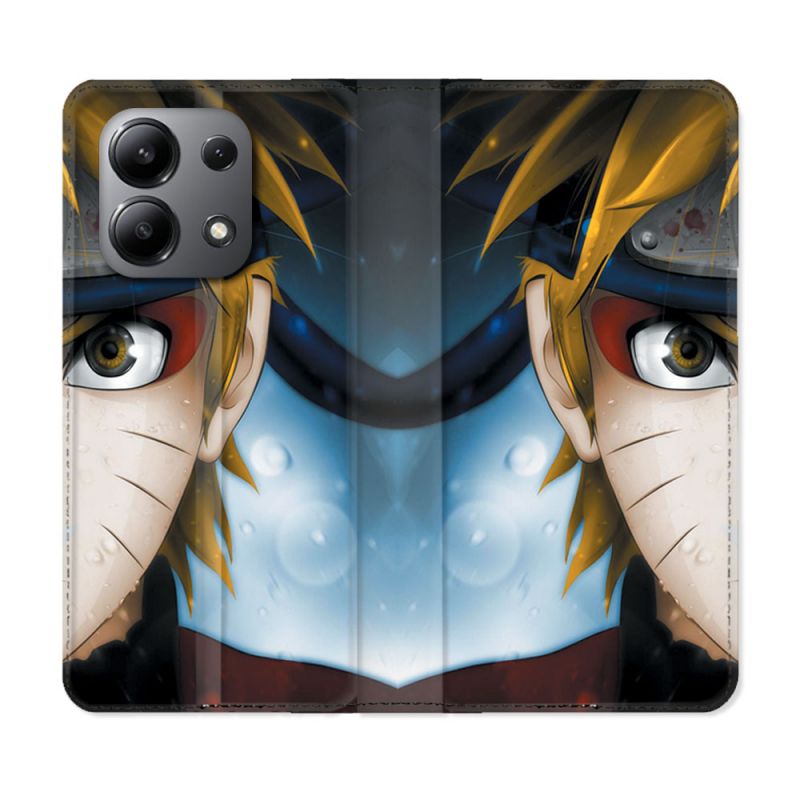 Housse cuir portefeuille pour Xiaomi Redmi Note 13 4G Manga Naruto Blanc