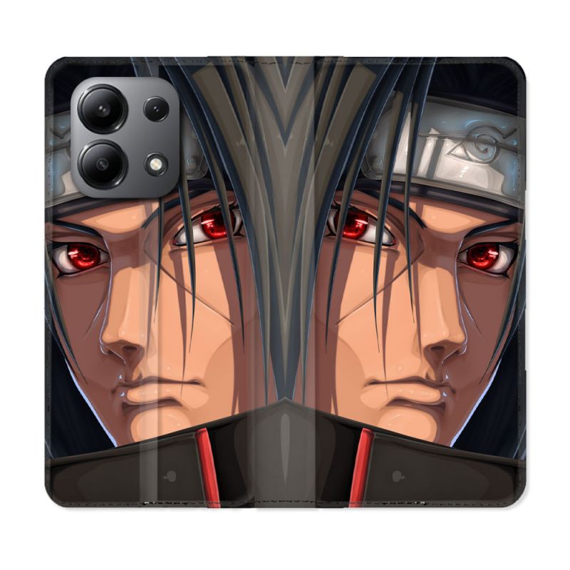 Housse cuir portefeuille pour Xiaomi Redmi Note 13 4G Manga Naruto Itachi Visage