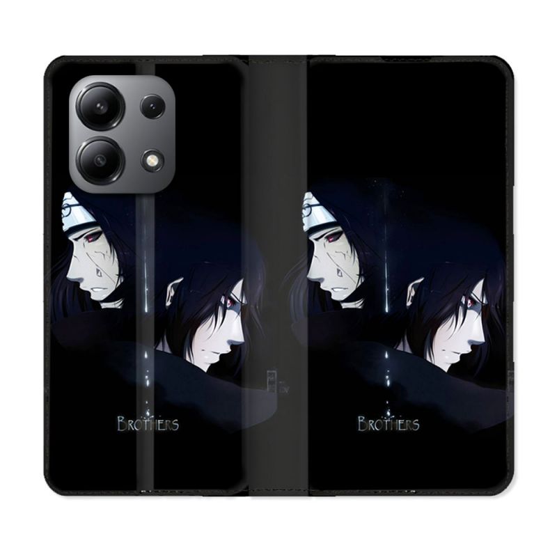 Housse cuir portefeuille pour Xiaomi Redmi Note 13 4G Manga Naruto Sasuke Itachi