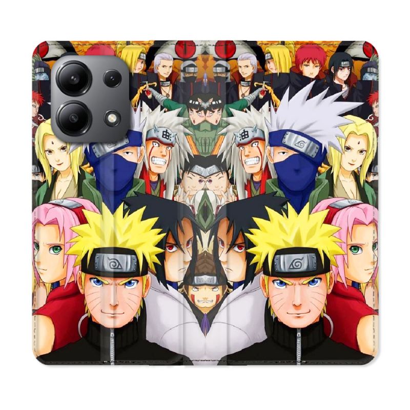 Housse cuir portefeuille pour Xiaomi Redmi Note 13 4G Manga Naruto Team