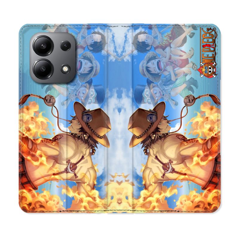 Housse cuir portefeuille pour Xiaomi Redmi Note 13 4G Manga One Piece Ace Color