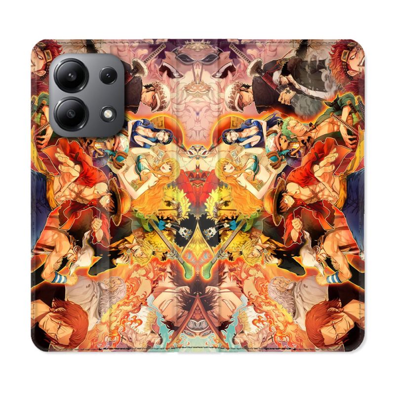 Housse cuir portefeuille pour Xiaomi Redmi Note 13 4G Manga One Piece Nakama
