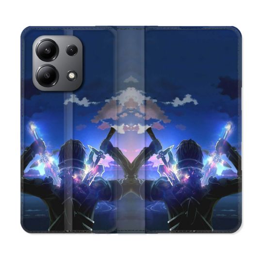 Housse cuir portefeuille pour Xiaomi Redmi Note 13 4G Manga SAO sword Art Online Epee