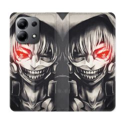 Housse cuir portefeuille pour Xiaomi Redmi Note 13 4G Manga Tokyo Ghoul Kaneki Noir