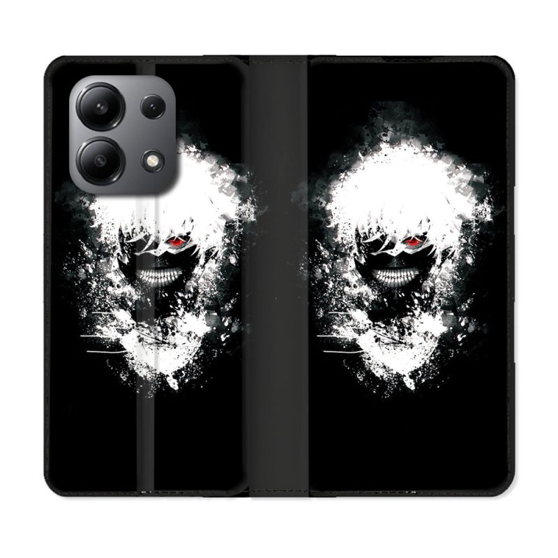 Housse cuir portefeuille pour Xiaomi Redmi Note 13 4G Manga Tokyo Ghoul Kaneki Tag