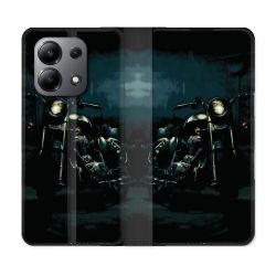 Housse cuir portefeuille pour Xiaomi Redmi Note 13 4G Moto Harley Vintage