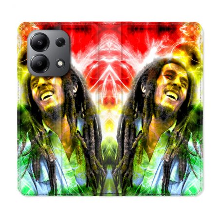 Housse cuir portefeuille pour Xiaomi Redmi Note 13 4G Musique Bob Marley Color