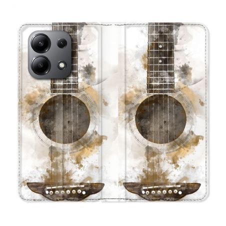 Housse cuir portefeuille pour Xiaomi Redmi Note 13 4G Musique Guitare Tag