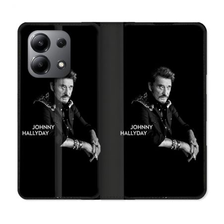 Housse cuir portefeuille pour Xiaomi Redmi Note 13 4G Musique Johnny Hallyday Noir