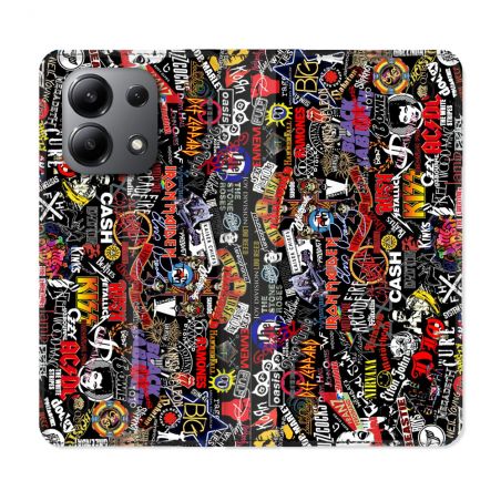 Housse cuir portefeuille pour Xiaomi Redmi Note 13 4G Musique Rock Groupe
