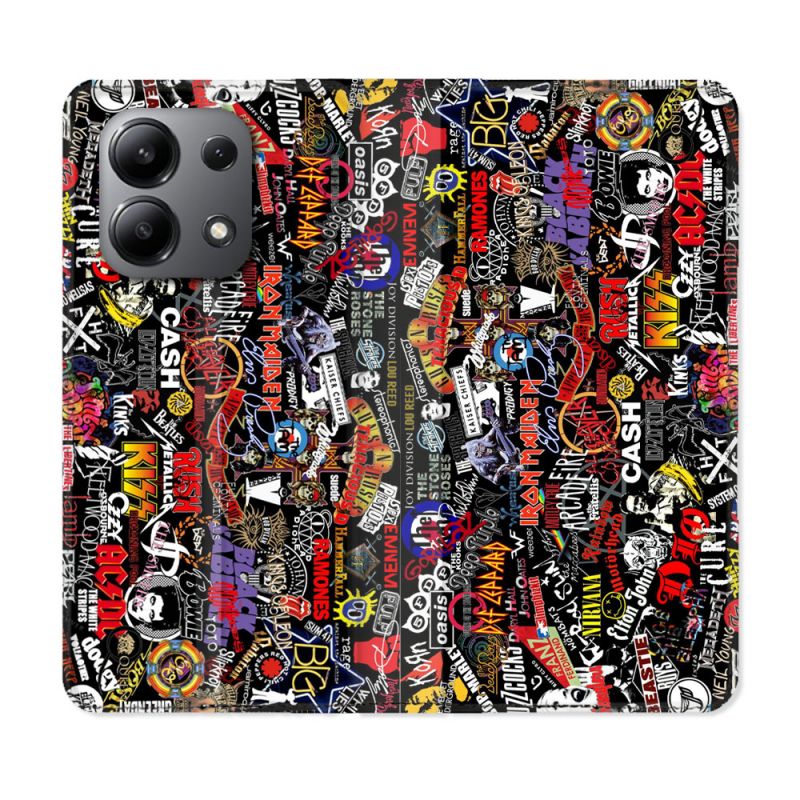 Housse cuir portefeuille pour Xiaomi Redmi Note 13 4G Musique Rock Groupe