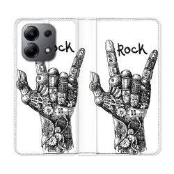 Housse cuir portefeuille pour Xiaomi Redmi Note 13 4G Musique Rock Main