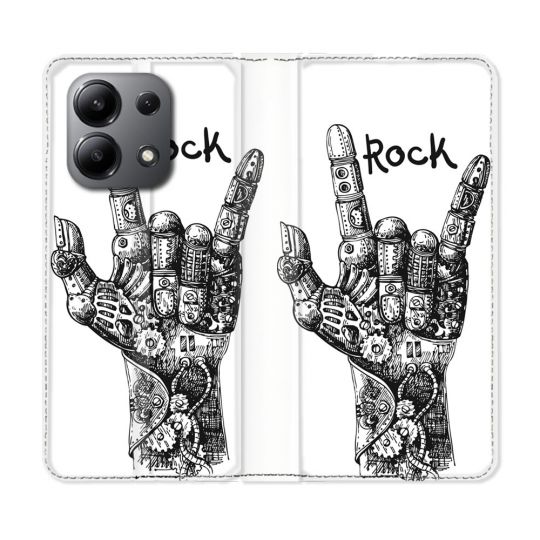 Housse cuir portefeuille pour Xiaomi Redmi Note 13 4G Musique Rock Main