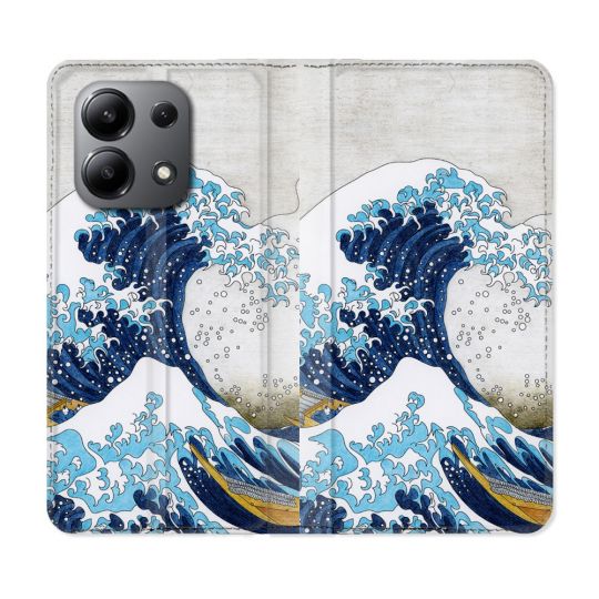 Housse cuir portefeuille pour Xiaomi Redmi Note 13 4G Peinture La Grande Vague
