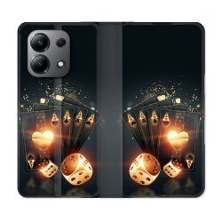 Housse cuir portefeuille pour Xiaomi Redmi Note 13 4G Poker Des