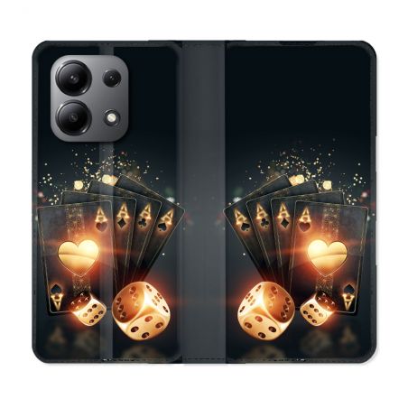 Housse cuir portefeuille pour Xiaomi Redmi Note 13 4G Poker Des