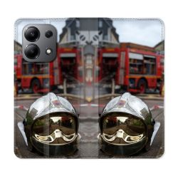 Housse cuir portefeuille pour Xiaomi Redmi Note 13 4G Pompier Casque Camion