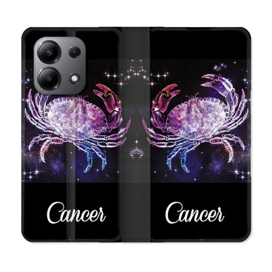 Housse cuir portefeuille pour Xiaomi Redmi Note 13 4G Signe Zodiaque 2 Cancer