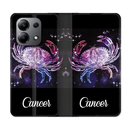 Housse cuir portefeuille pour Xiaomi Redmi Note 13 4G Signe Zodiaque 2 Cancer