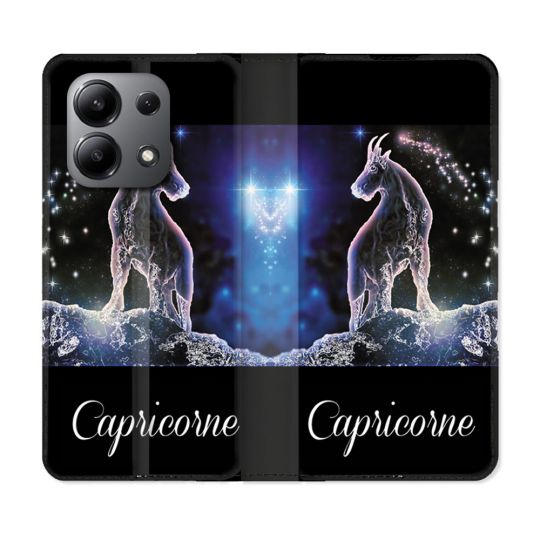 Housse cuir portefeuille pour Xiaomi Redmi Note 13 4G Signe Zodiaque 2 Capricorne