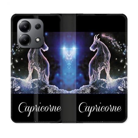 Housse cuir portefeuille pour Xiaomi Redmi Note 13 4G Signe Zodiaque 2 Capricorne
