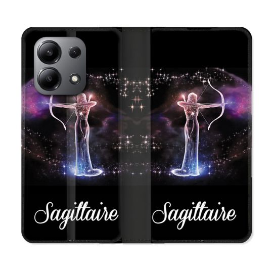 Housse cuir portefeuille pour Xiaomi Redmi Note 13 4G Signe Zodiaque 2 Sagittaire