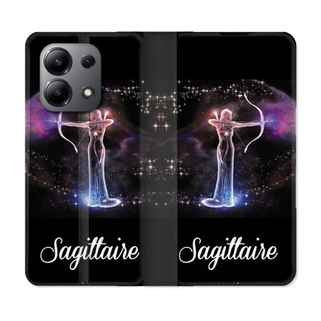 Housse cuir portefeuille pour Xiaomi Redmi Note 13 4G Signe Zodiaque 2 Sagittaire