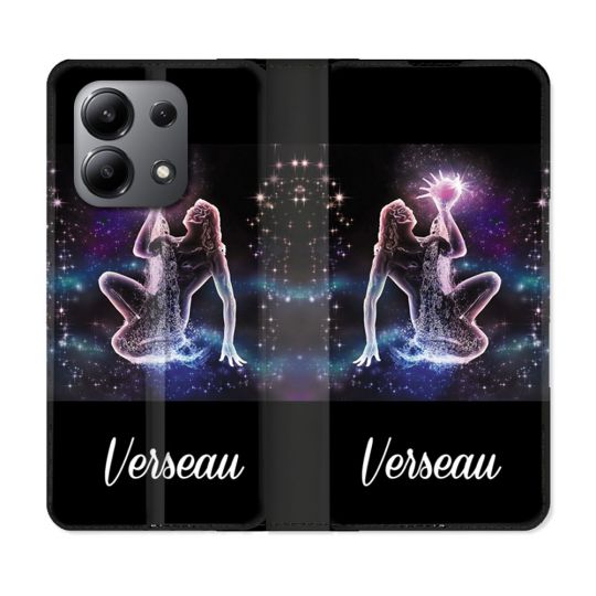 Housse cuir portefeuille pour Xiaomi Redmi Note 13 4G Signe Zodiaque 2 Verseau
