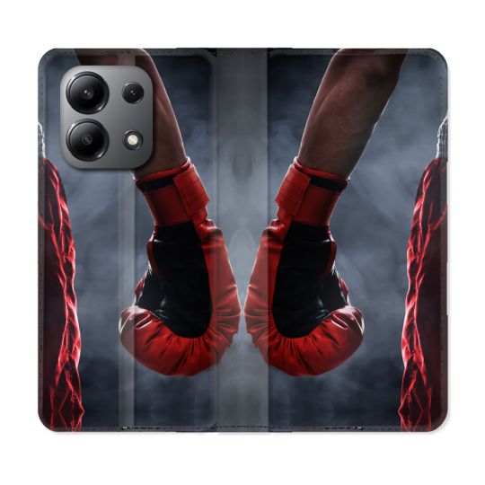 Housse cuir portefeuille pour Xiaomi Redmi Note 13 4G Sport Boxe Gant Rouge
