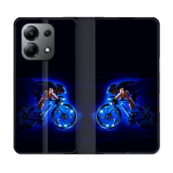 Housse cuir portefeuille pour Xiaomi Redmi Note 13 4G Sport Cyclisme Bleu