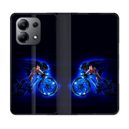 Housse cuir portefeuille pour Xiaomi Redmi Note 13 4G Sport Cyclisme Bleu