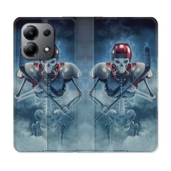 Housse cuir portefeuille pour Xiaomi Redmi Note 13 4G Sport Hockey Squelette