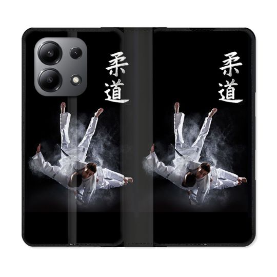 Housse cuir portefeuille pour Xiaomi Redmi Note 13 4G Sport Judo Noir