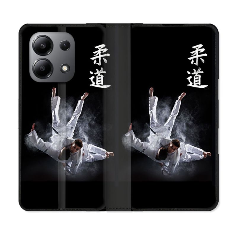 Housse cuir portefeuille pour Xiaomi Redmi Note 13 4G Sport Judo Noir