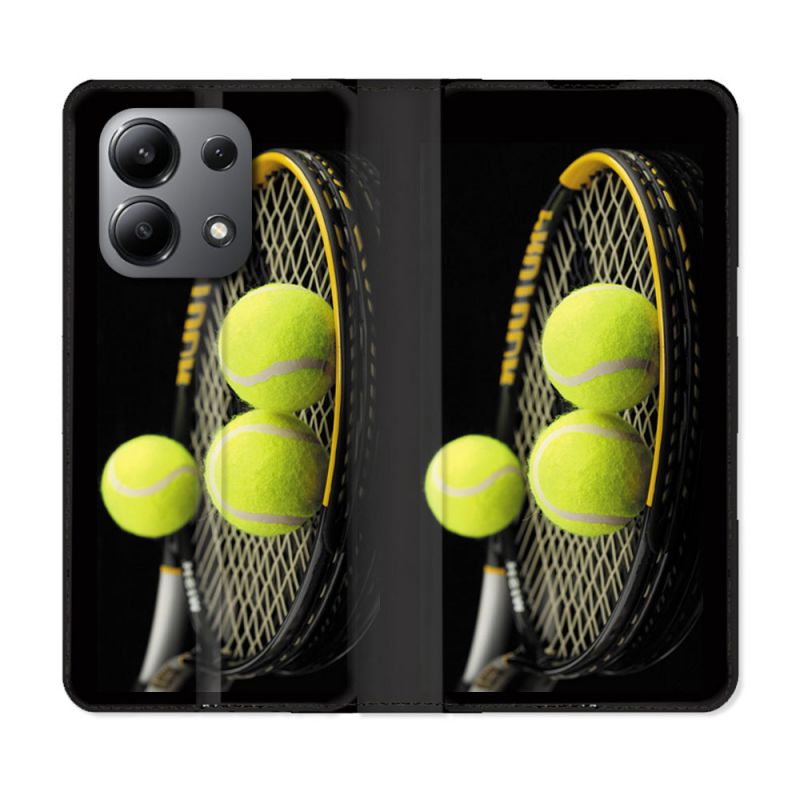 Housse cuir portefeuille pour Xiaomi Redmi Note 13 4G Sport Tennis Balls