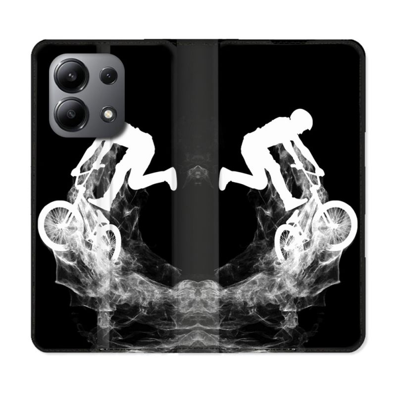 Housse cuir portefeuille pour Xiaomi Redmi Note 13 4G Sport VTT Noir