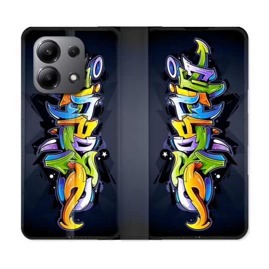 Housse cuir portefeuille pour Xiaomi Redmi Note 13 4G Street Art Graffiti