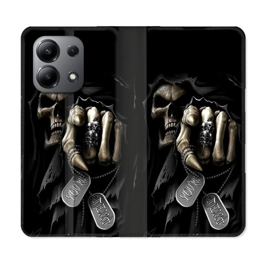 Housse cuir portefeuille pour Xiaomi Redmi Note 13 4G Tete de Mort Your Next