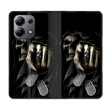 Housse cuir portefeuille pour Xiaomi Redmi Note 13 4G Tete de Mort Your Next