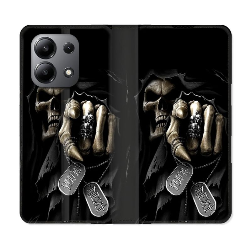Housse cuir portefeuille pour Xiaomi Redmi Note 13 4G Tete de Mort Your Next