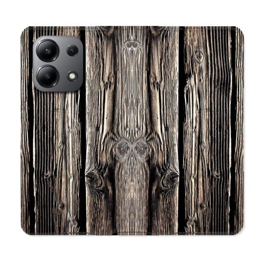 Housse cuir portefeuille pour Xiaomi Redmi Note 13 4G Texture Bois