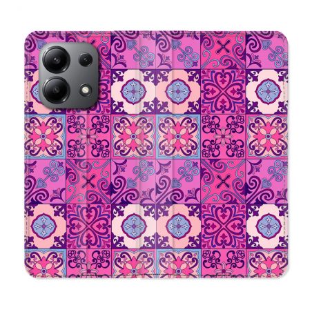 Housse cuir portefeuille pour Xiaomi Redmi Note 13 4G Texture Carreau Ciment Violet