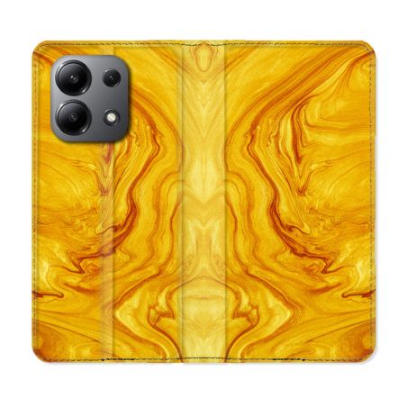 Housse cuir portefeuille pour Xiaomi Redmi Note 13 4G Texture Marbre Jaune