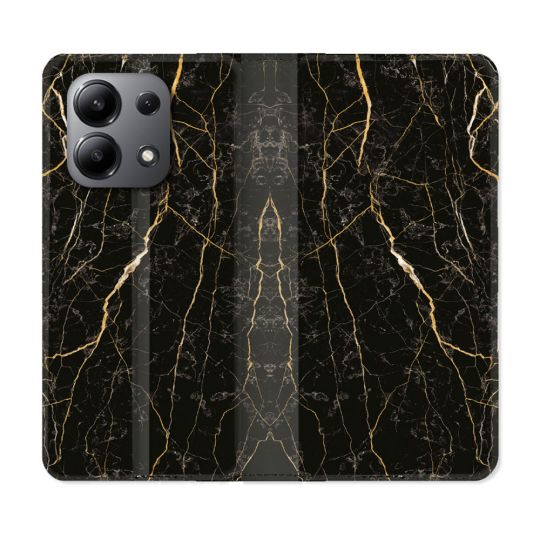Housse cuir portefeuille pour Xiaomi Redmi Note 13 4G Texture Marbre Noir