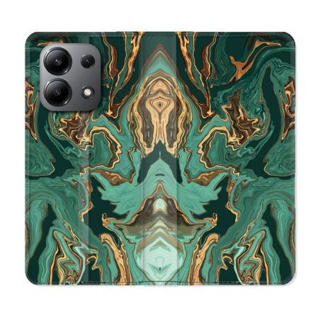 Housse cuir portefeuille pour Xiaomi Redmi Note 13 4G Texture Marbre Vert