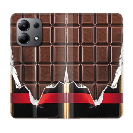 Housse cuir portefeuille pour Xiaomi Redmi Note 13 4G Texture Trompe Oeil Chocolat