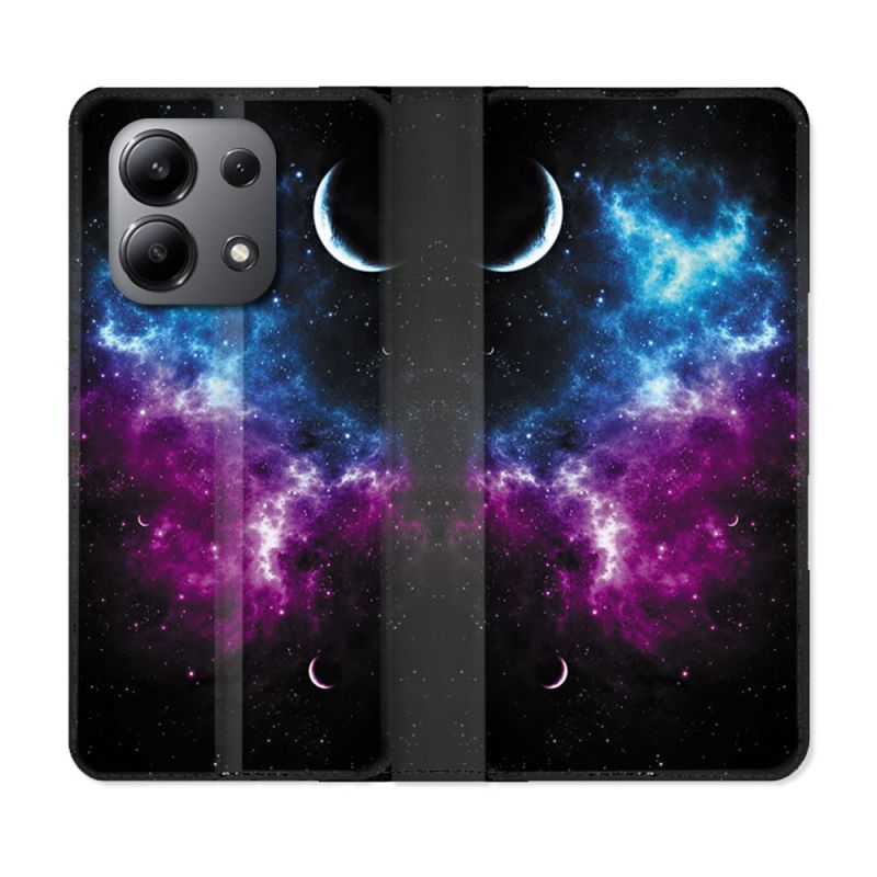 Housse cuir portefeuille pour Xiaomi Redmi Note 13 4G Univers Bleu Violet